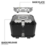 Auto Engina 42L Aluminium Top Box for Triumph Scrambler 400X in black with rack plate, inner bag and backrest