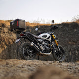 Auto Engina 42L Aluminium Top Box for Triumph Scrambler 400X in black with rack plate, inner bag and backrest