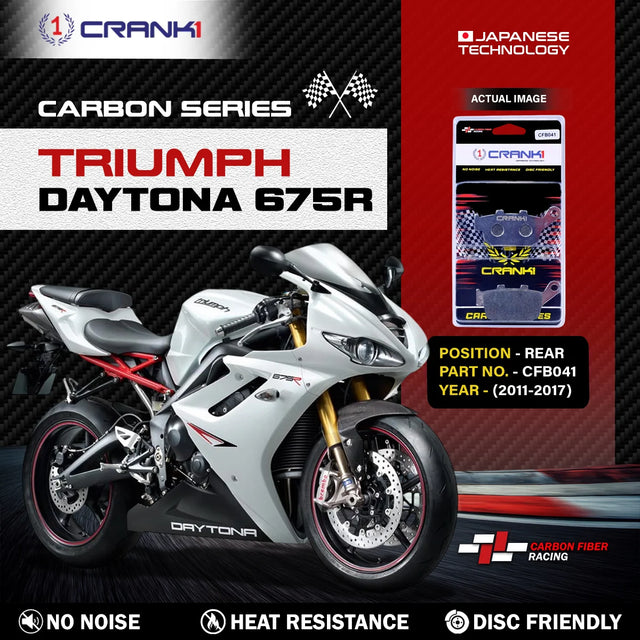 CRANK1 CFB041 carbon rear brake pads for Triumph Daytona 675R 2011-2017