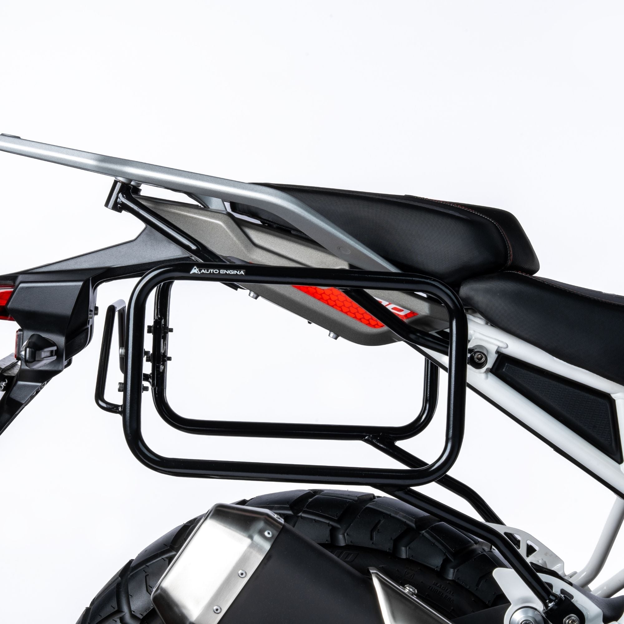 Auto Engina Pannier Stays for TVS Apache RTX 300 with aluminium pannier and touring luggage mounting support
