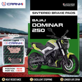 CRANK1 CB312 Sintered Rear Brake Pads for Bajaj Dominar 250 LEGUNDARY Custom Performance Brake Pads