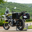 Auto Engina 72L Black Aluminium Panniers for TVS Apache RTX 300 Motorcycle
