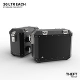 Auto Engina 72L Black Aluminium Panniers for TVS Apache RTX 300 Motorcycle