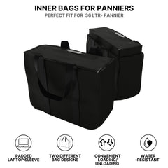 Auto Engina 72L Black Aluminium Panniers for TVS Apache RTX 300 Motorcycle