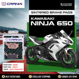 CRANK1 CB471 Rear Sintered Brake Pads for Kawasaki Ninja 650 (2017 Onwards) by Legendary Custom
