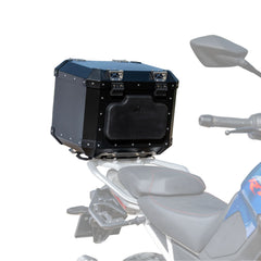Auto Engina 42L Black Aluminium Top Box for TVS Apache RTX 300 Adventure Motorcycle