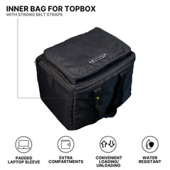 Auto Engina 42L Black Aluminium Top Box for TVS Apache RTX 300 Adventure Motorcycle