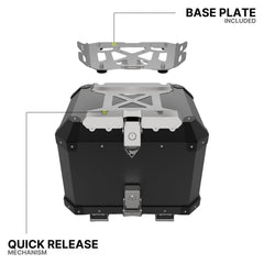 Auto Engina 42L Black Aluminium Top Box for TVS Apache RTX 300 Adventure Motorcycle