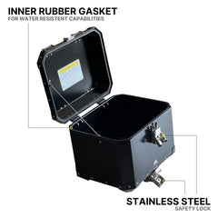 Auto Engina 42L Black Aluminium Top Box for TVS Apache RTX 300 Adventure Motorcycle
