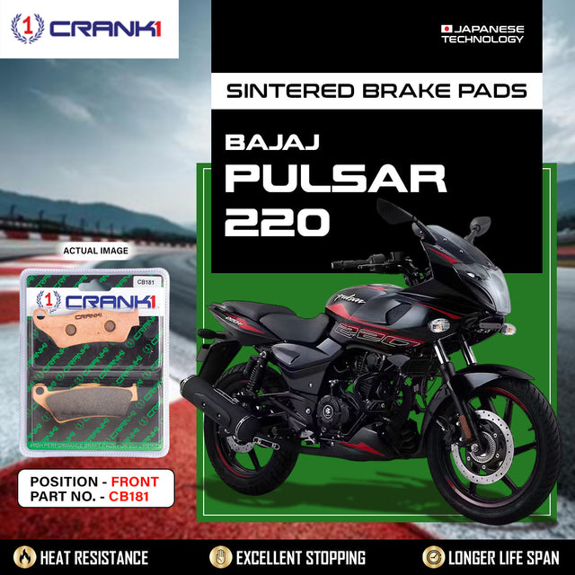 CRANK1 CB181 Sintered Front Brake Pads for Bajaj Pulsar 220 LEGUNDARY Custom Performance Brake Pads
