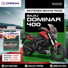 CRANK1 CB181 Front Sintered Brake Pads for Bajaj Dominar 400 (2016-2018) by Legendary Custom