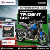 CRANK1 CB041 Sintered Rear Brake Pads for Triumph Trident 660 2021 Onwards LEGUNDARY Custom Performance Brake Pads