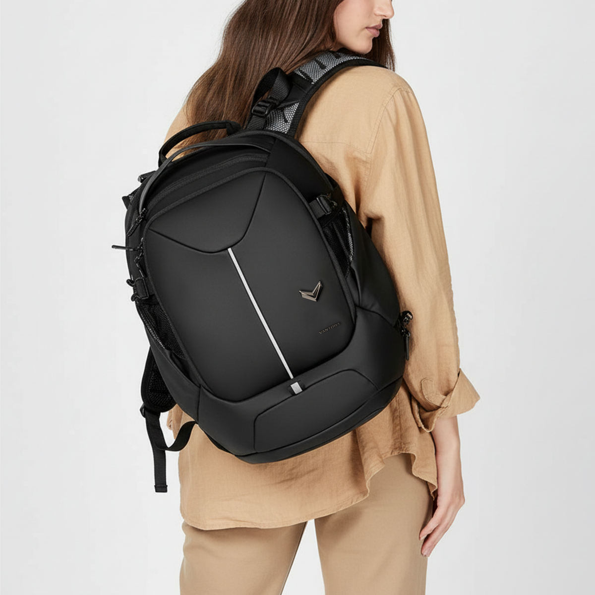 Vantora VELAR 20L Carbon Black Laptop Backpack for Work, College & Daily Commute
