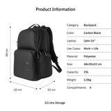 Vantora LEXOR 25L Water-Resistant Laptop Backpack for Work and Commute with 16-Inch Laptop and 12.9-Inch Tablet Compatibility