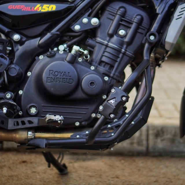 Auto Engina Crash Guard and Leg Guard for Royal Enfield Guerrilla 450 in black with built-in sliders