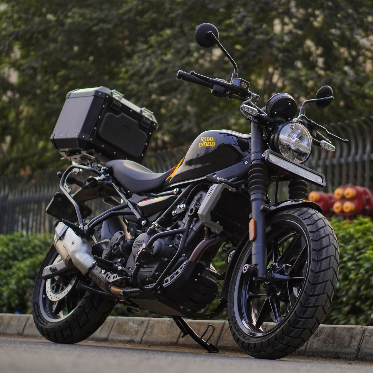 Auto Engina Crash Guard and Leg Guard for Royal Enfield Guerrilla 450 in black with built-in sliders