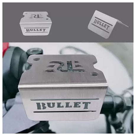 Motorcycle Bike Front Disc Brake Fluid Reservoir Cap Cover Guard Protector (Stainless Steel) For Bullet