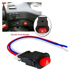 Universal 12V Motorcycle Handlebar All Purpose On/Off Switch with Cable for Fog Lights, Horn, Hazard Flasher, Auxiliary Lights. (Flash Switch)