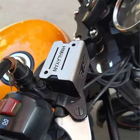 Motorcycle Bike Front Disc Brake Fluid Reservoir Cap Cover Guard Protector (Stainless Steel) For Himalayan